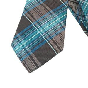 Colours Alexander Julian Tie Men’s 59.5” Blue Gray Plaid Preppy Classic New